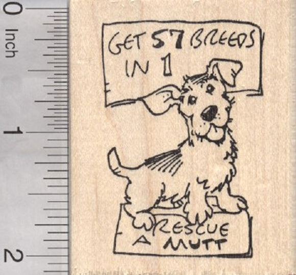 Rescue a Mutt Rubber Stamp, Dog Adoption, Get 57 Breeds