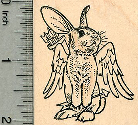 Valentine's Day Rabbit Rubber Stamp, Cupid