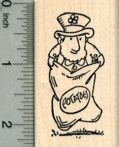 Saint Patrick's Day Rubber Stamp, Leprechaun Sack Race