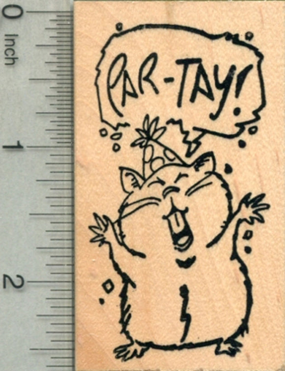 Party Guinea Pig Rubber Stamp, Birthday Series