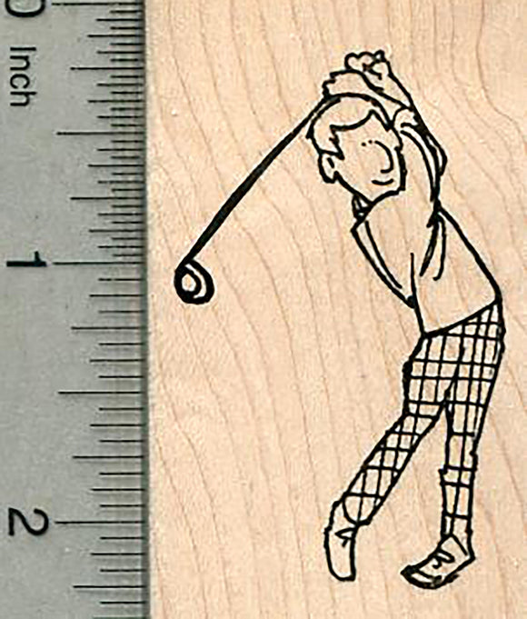 Golfing Man Rubber Stamp, Golfer Swing