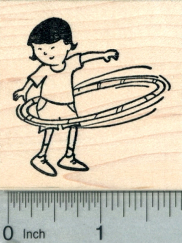 Child Hula Hoop Rubber Stamp, Active Children Series