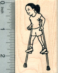 Girl on Stilts Rubber Stamp, Active Child Series