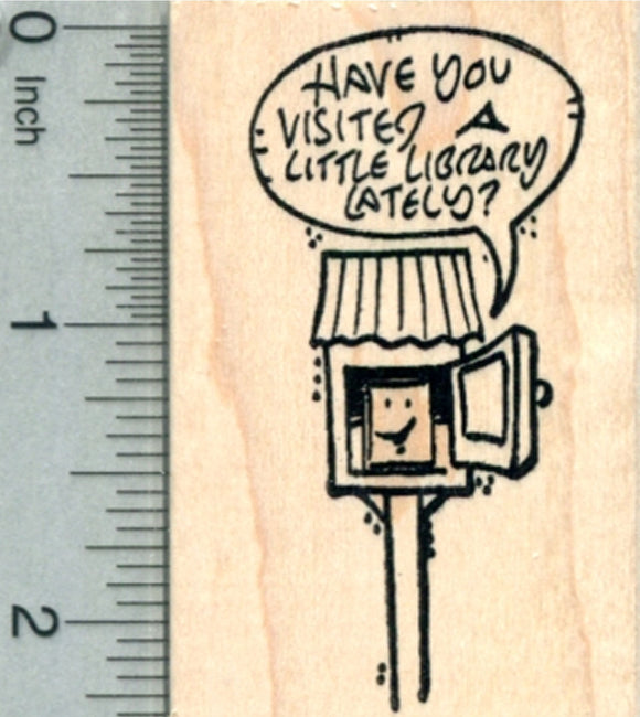 Little Library Rubber Stamp, Friendly Face