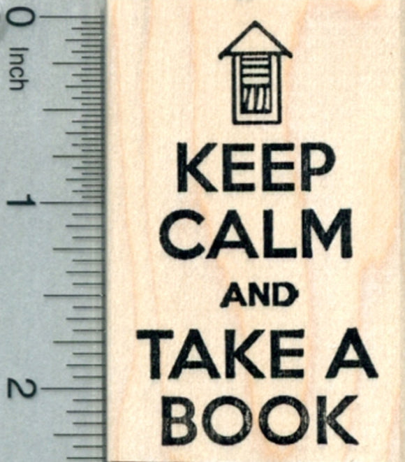 Little Library Rubber Stamp, Keep Calm and Take a book