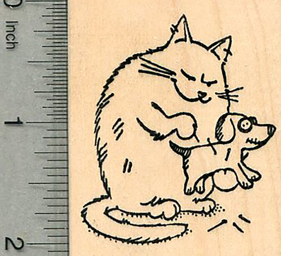 Halloween Cat Voodoo Rubber Stamp, with Dog Doll