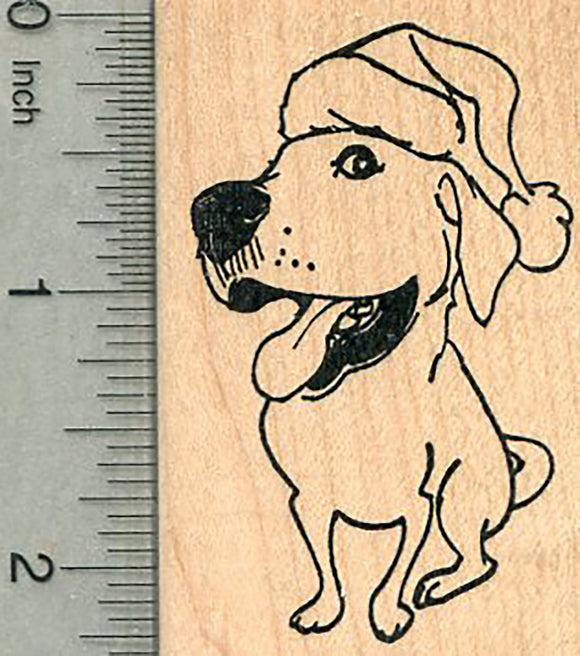 Christmas Lab Rubber Stamp, Labrador Retriever Dog in Santa Hat
