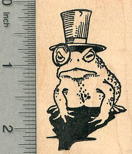 Dapper Frog Rubber Stamp, in Top Hat with Monocle