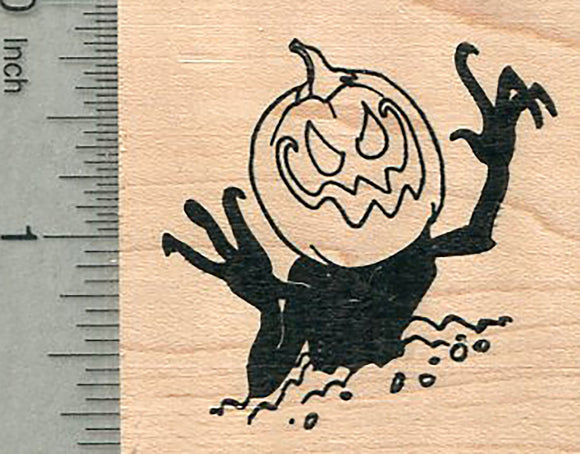 Halloween Pumpkin Head Rubber Stamp, Nightmare