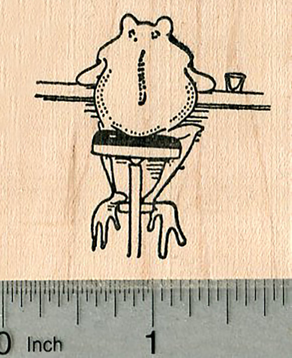 Frog at Tavern Rubber Stamp, on Bar Stool, Ale House Series