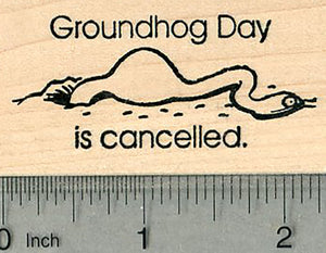 Groundhog Day Rubber Stamp, Grim Cancellation with Fat Snake