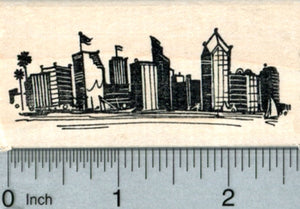 San Diego Skyline Rubber Stamp