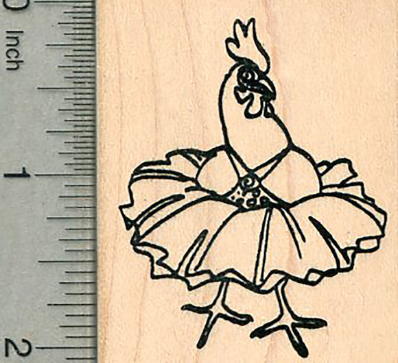 Chicken Rubber Stamp, Hen in Dress