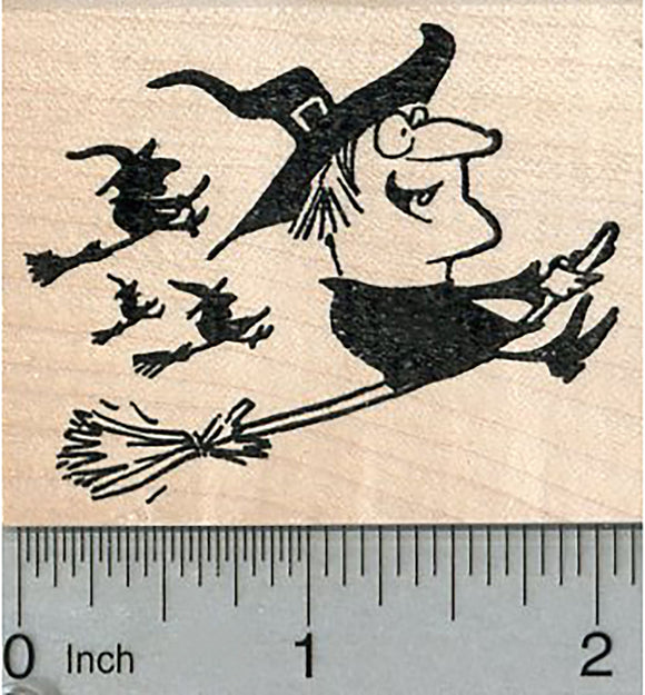 Halloween Witch Rubber Stamp, Girls Night Out, Flying on Brooms