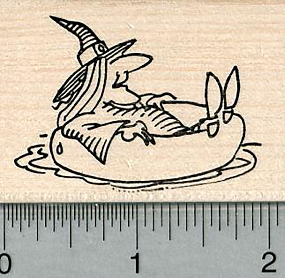 Floating Witch Rubber Stamp, Halloween Series