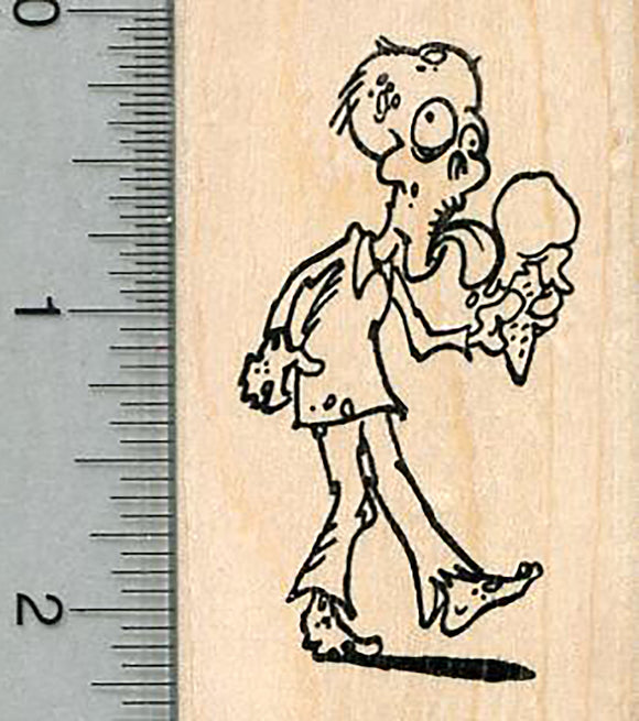 Zombie Rubber Stamp, Eating Ice Cream Cone