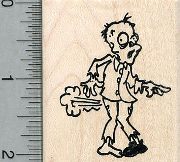 Zombie Farting Rubber Stamp, Brain Fart Series