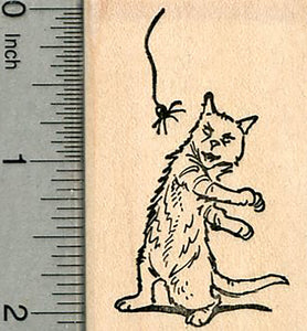 Halloween Cat Rubber Stamp, with Spider