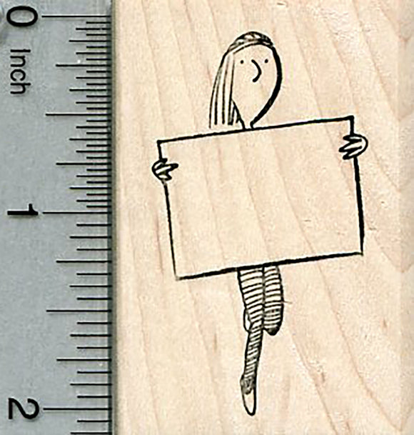 Blank Sign Rubber Stamp, Woman Protester, Voting Series