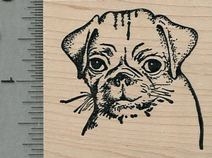 Pug Face Rubber Stamp, Puppy Dog Portrait