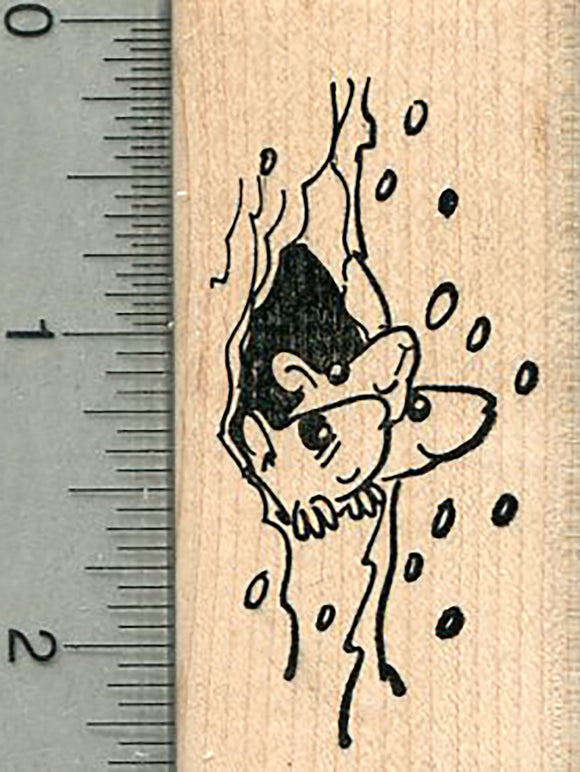 Squirrel Rubber Stamp, Babies in Nest with Snow