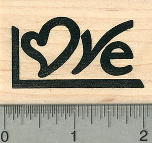 Love Rubber Stamp, with Heart