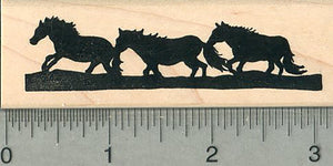 Horse Silhouette Rubber Stamp, Three Horses - Great for Borders