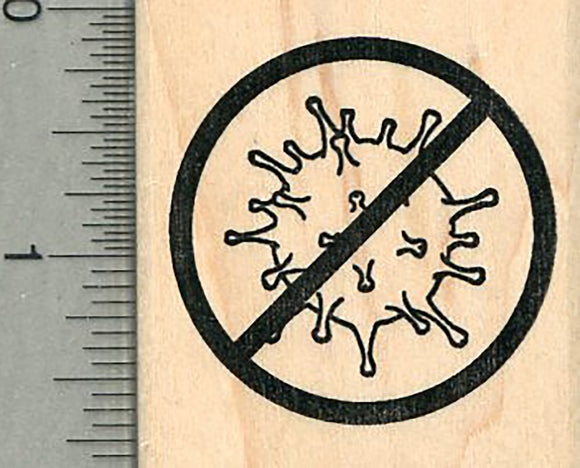 Stop the Spread Rubber Stamp, Universal No Symbol with Virus