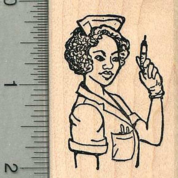 Nurse Rubber Stamp, with Syringe, Healthcare Heroes Series