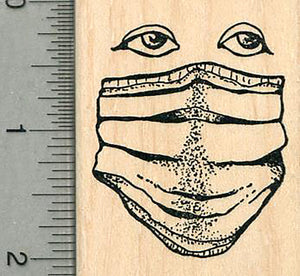 Masked Face Rubber Stamp, with eyes, Healthcare Heroes Series