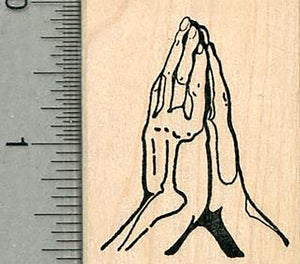Praying Hands Rubber Stamp, 1 3/4 inch tall, Faith Series