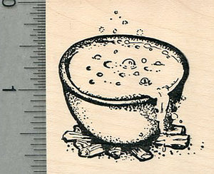 Bubbling Cauldron Rubber Stamp, Halloween Witch Series