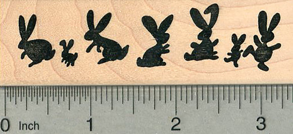 Rabbit Border Rubber Stamp, Line of bunny silhouettes, Easter Series