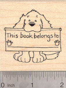 Dog Bookplate Rubber Stamp, This Book Belongs To…