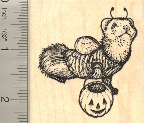 Halloween Ferret Bee (Ollie) Rubber Stamp