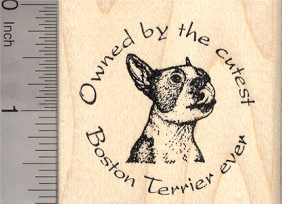 Boston Terrier Rubber Stamp, Owned by the cutest