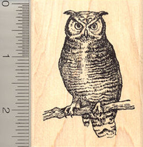 Great Horned Owl Rubber Stamp, Coastal Predatory Bird