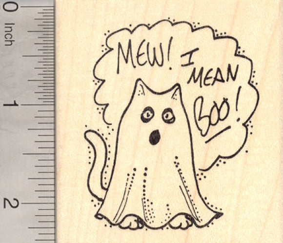 Mew Boo! Trick or Treat Cat Rubber Stamp