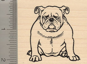 Big Sitting Bulldog Rubber Stamp