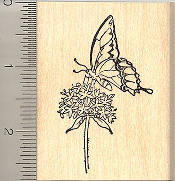 Butterfly on Milkweed Rubber Stamp