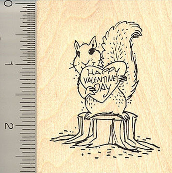 Squirrel Valentine Rubber Stamp