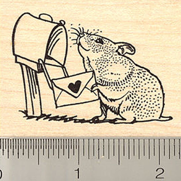 Hamster Mailing Valentine Rubber Stamp
