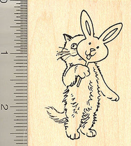 Cat Wearing Bunny Mask Easter Rubber Stamp