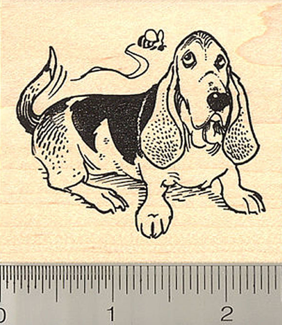 Basset Hound with Bee Rubber Stamp