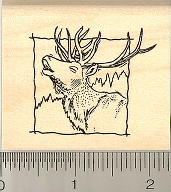 Elk Square Rubber Stamp