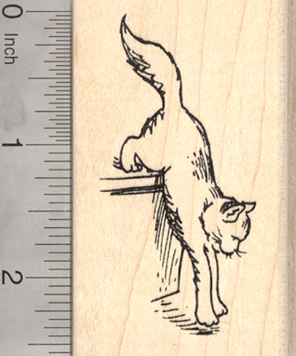 Down Kitty Cat Rubber Stamp