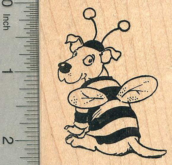 Halloween Dog in Bee Costume Rubber Stamp