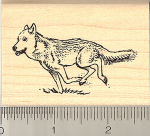 Running Wolf Rubber Stamp