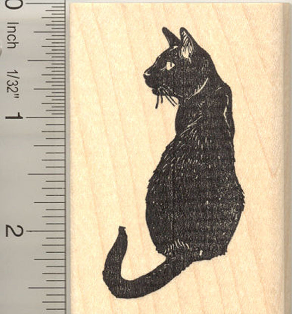 Beautiful Ebony Black Cat Rubber Stamp