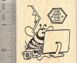 Hive Sweet Hive, Bee on the Internet Rubber Stamp